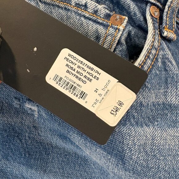 Rag & Bone Mid-Rise Rosa Peony 'Boyfriend' Jeans- Women's Size 31- New with Tags - Picture 5 of 10